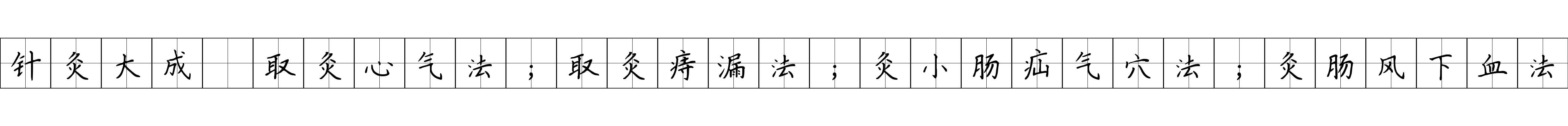 针灸大成 取灸心气法；取灸痔漏法；灸小肠疝气穴法；灸肠风下血法